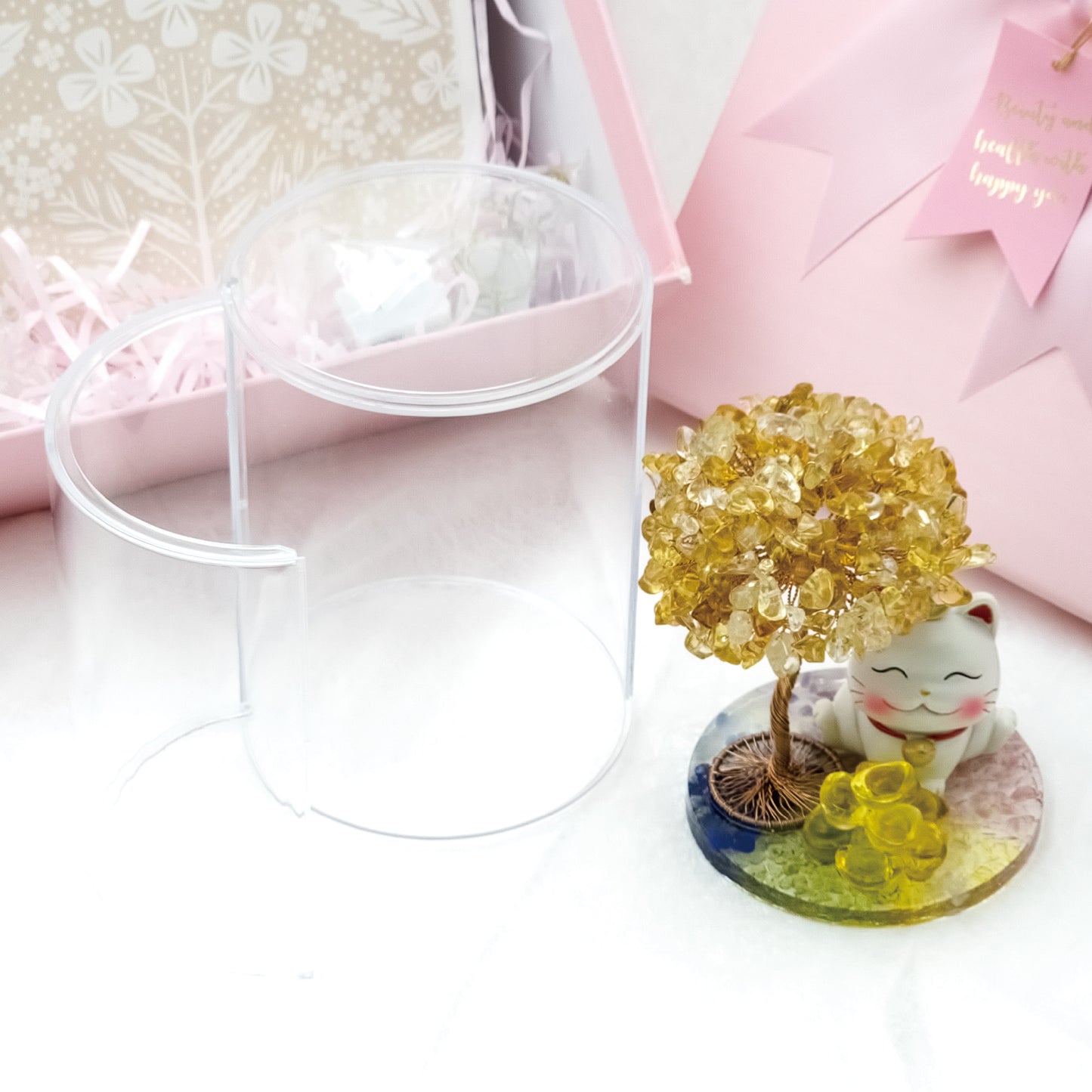 2026 Citrine Lucky Love Crystal Tree Money Cat & Nine Gold Ingot Q @ Lucky Love Series