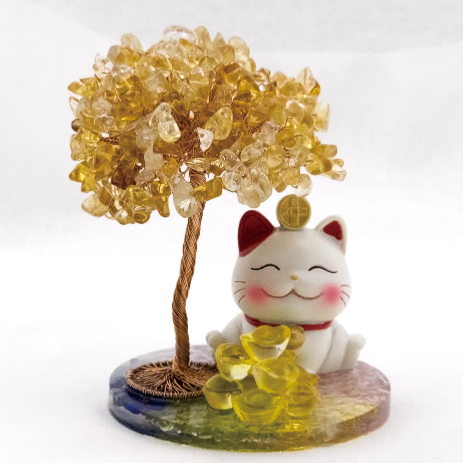 2026 Citrine Lucky Love Crystal Tree Money Cat & Nine Gold Ingot Q @ Lucky Love Series