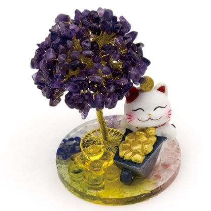 2026 Amethyst Lucky Love Crystal Tree Money Cat & Nine Gold Ingot L @ Lucky Love Series