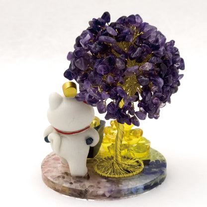 2026 Amethyst Lucky Love Crystal Tree Money Cat & Nine Gold Ingot L @ Lucky Love Series