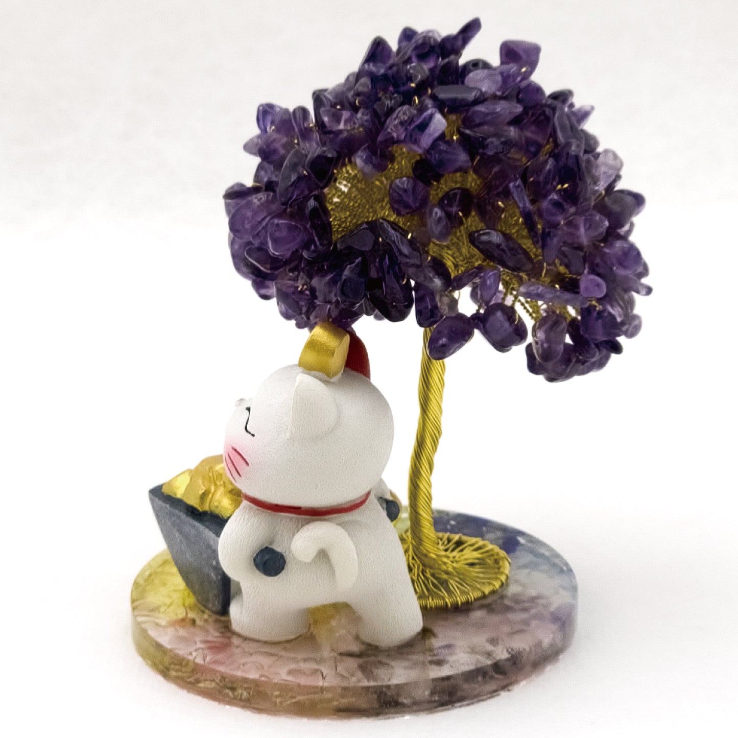 2026 Amethyst Lucky Love Crystal Tree Money Cat & Nine Gold Ingot L @ Lucky Love Series
