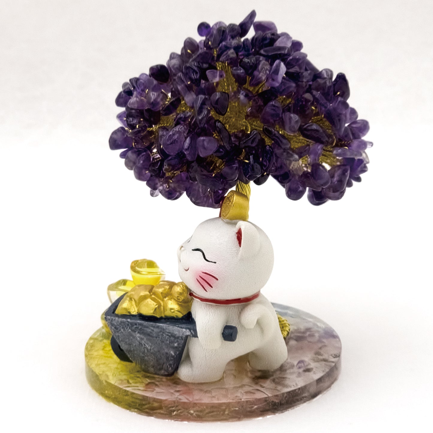 2026 Amethyst Lucky Love Crystal Tree Money Cat & Nine Gold Ingot L @ Lucky Love Series