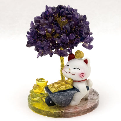 2026 Amethyst Lucky Love Crystal Tree Money Cat & Nine Gold Ingot L @ Lucky Love Series