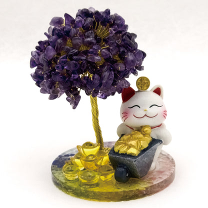 2026 Amethyst Lucky Love Crystal Tree Money Cat & Nine Gold Ingot L @ Lucky Love Series