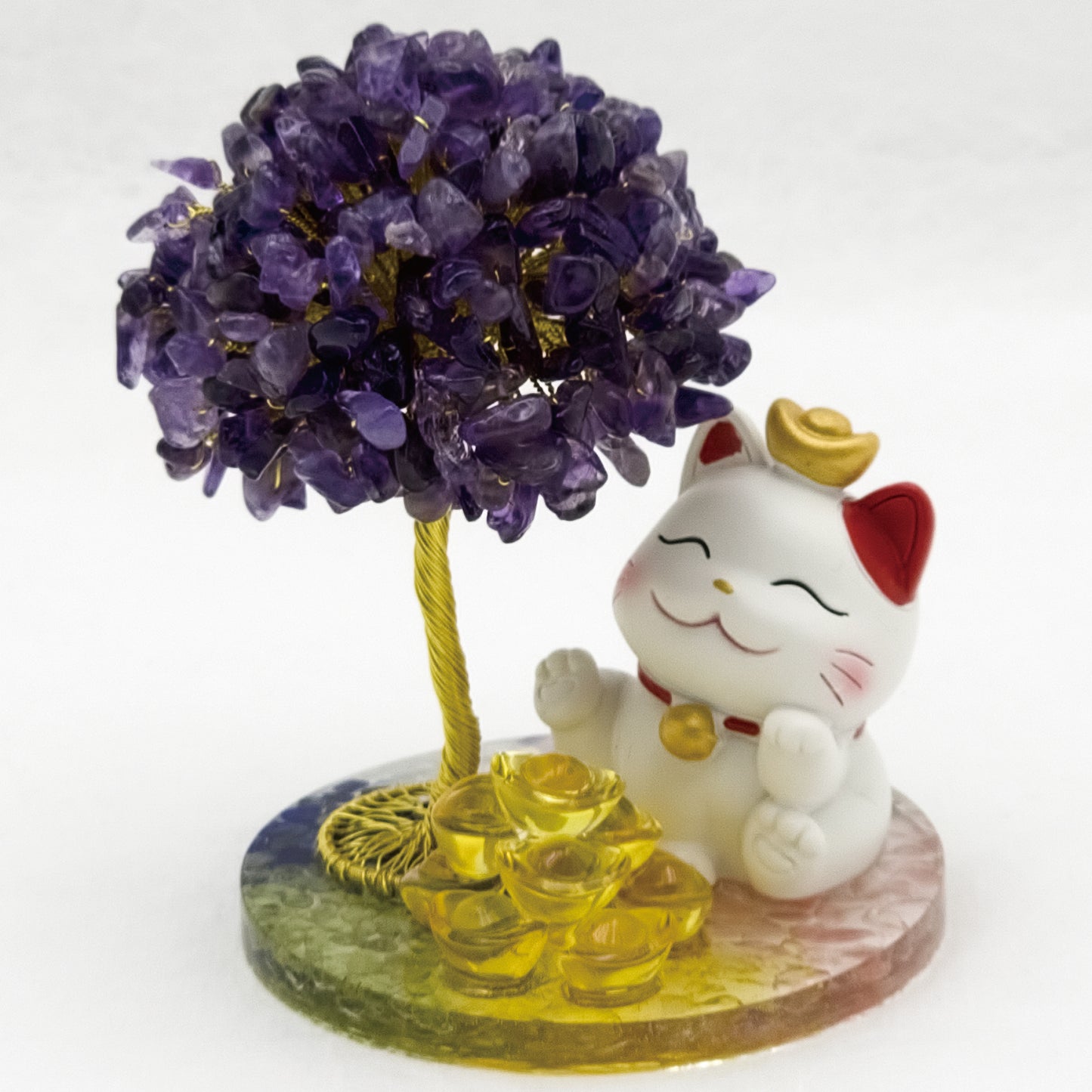 2026 Amethyst Lucky Love Crystal Tree Money Cat & Nine Gold Ingot Pi @ Lucky Love Series