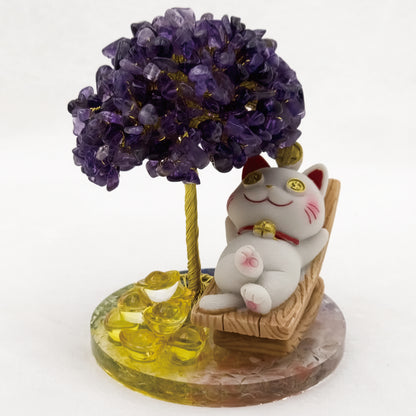 2026 Amethyst Lucky Love Crystal Tree Money Cat & Nine Gold Ingot $$ Bate @ Lucky Love Series