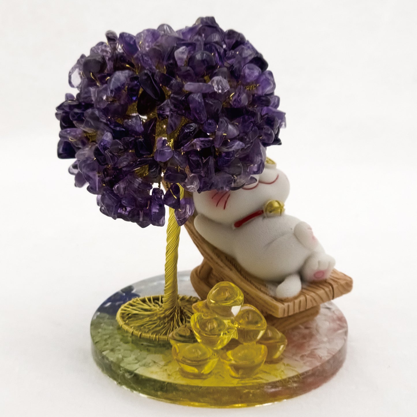 2026 Amethyst Lucky Love Crystal Tree Money Cat & Nine Gold Ingot $$ Bate @ Lucky Love Series