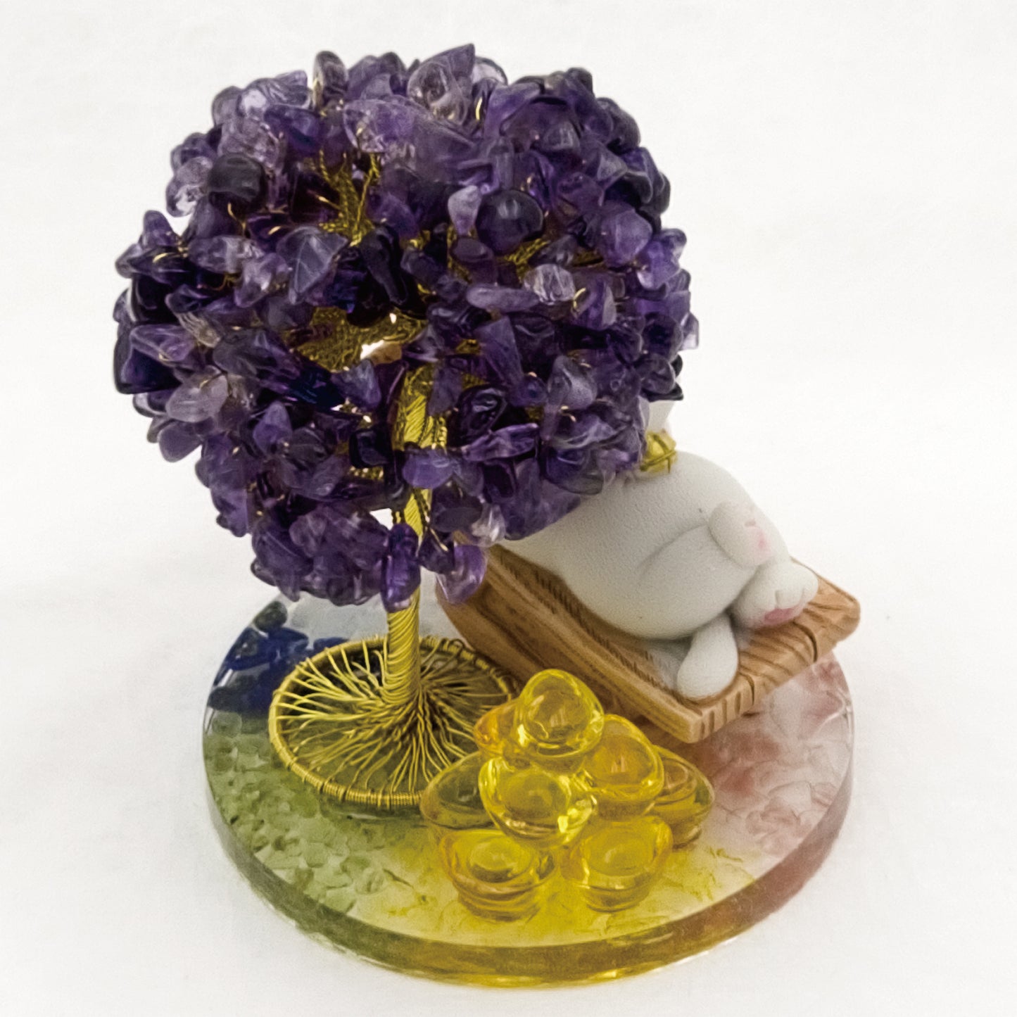 2026 Amethyst Lucky Love Crystal Tree Money Cat & Nine Gold Ingot $$ Bate @ Lucky Love Series