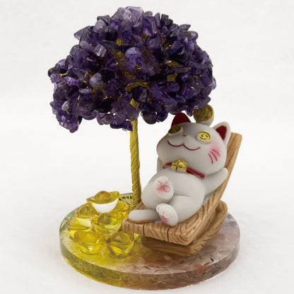 2026 Amethyst Lucky Love Crystal Tree Money Cat & Nine Gold Ingot $$ Bate @ Lucky Love Series