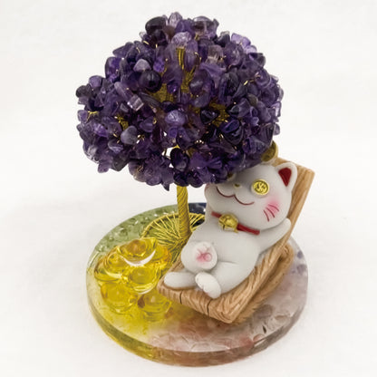 2026 Amethyst Lucky Love Crystal Tree Money Cat & Nine Gold Ingot $$ Bate @ Lucky Love Series