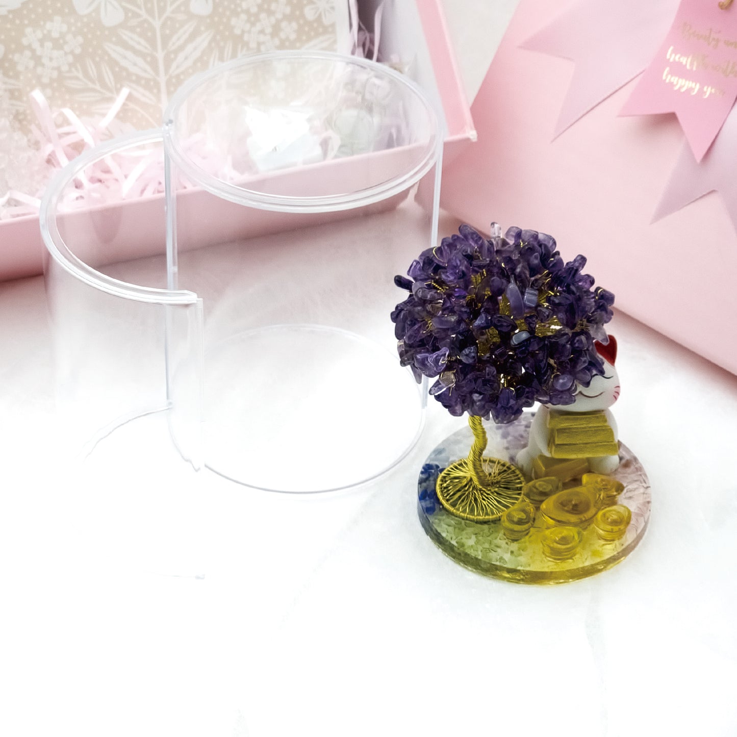2026 Amethyst Lucky Love Crystal Tree Money Cat & Six Gold Ingot I @ Lucky Love Series