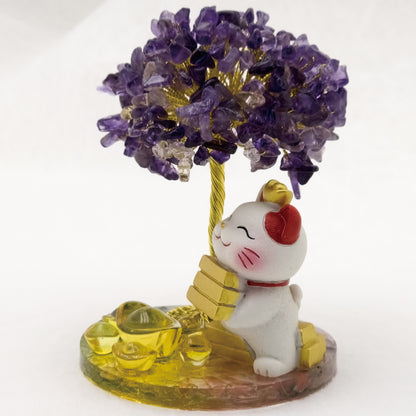 2026 Amethyst Lucky Love Crystal Tree Money Cat & Six Gold Ingot S @ Lucky Love Series