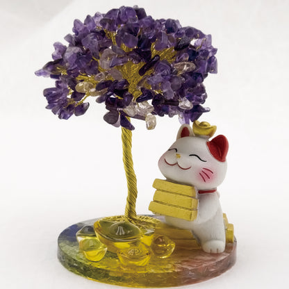 2026 Amethyst Lucky Love Crystal Tree Money Cat & Six Gold Ingot S @ Lucky Love Series
