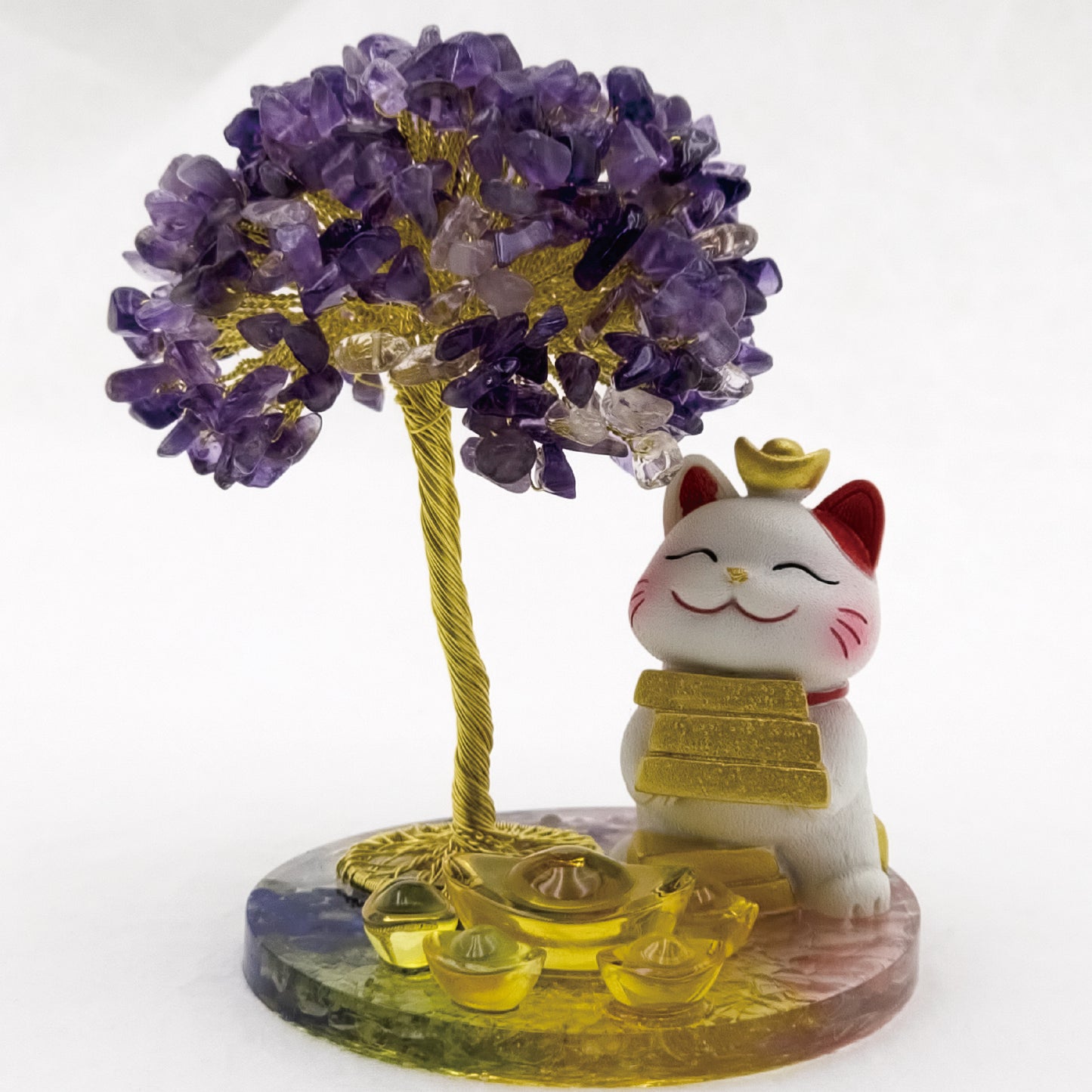 2026 Amethyst Lucky Love Crystal Tree Money Cat & Six Gold Ingot S @ Lucky Love Series
