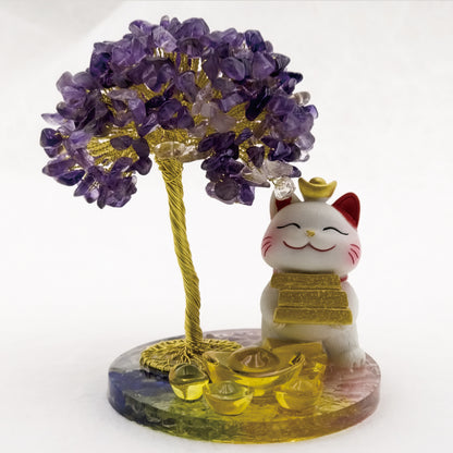 2026 Amethyst Lucky Love Crystal Tree Money Cat & Six Gold Ingot S @ Lucky Love Series