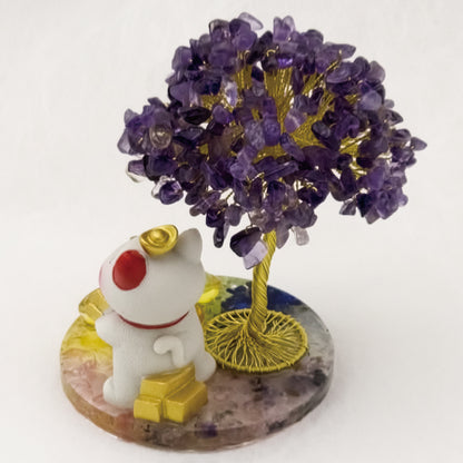 2026 Amethyst Lucky Love Crystal Tree Money Cat & Six Gold Ingot S @ Lucky Love Series