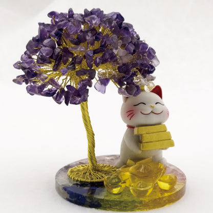 2026 Amethyst Lucky Love Crystal Tree Money Cat & Six Gold Ingot S @ Lucky Love Series