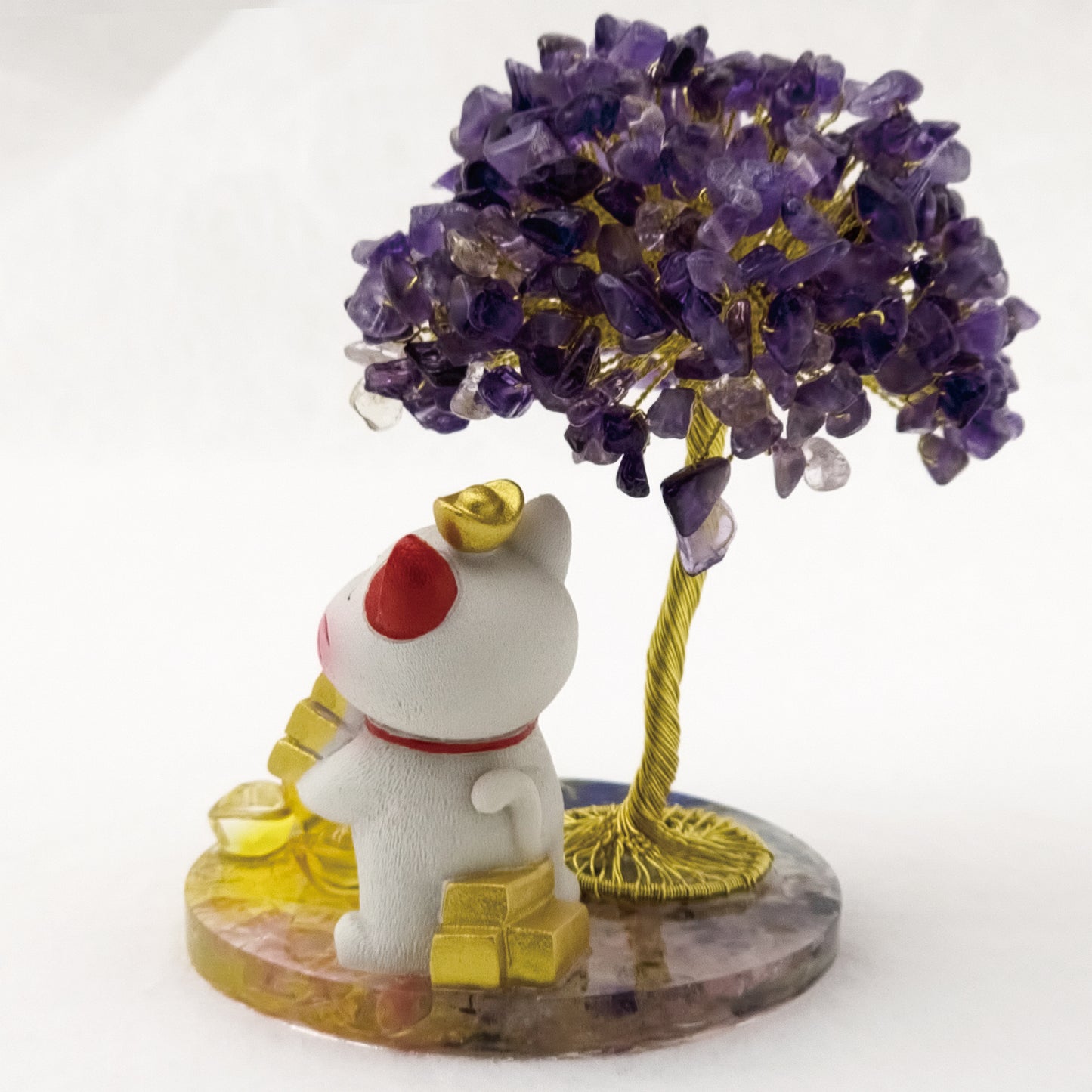 2026 Amethyst Lucky Love Crystal Tree Money Cat & Six Gold Ingot S @ Lucky Love Series
