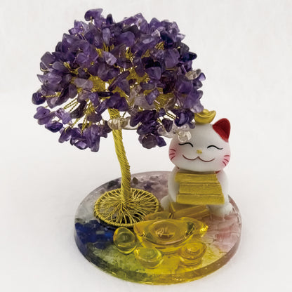 2026 Amethyst Lucky Love Crystal Tree Money Cat & Six Gold Ingot S @ Lucky Love Series