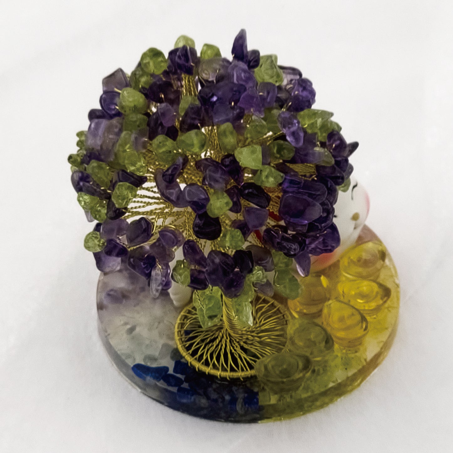 2026 Amethyst Olivine Lucky Love Crystal Tree Money Cat & Six Gold Ingot S @ Lucky Love Series