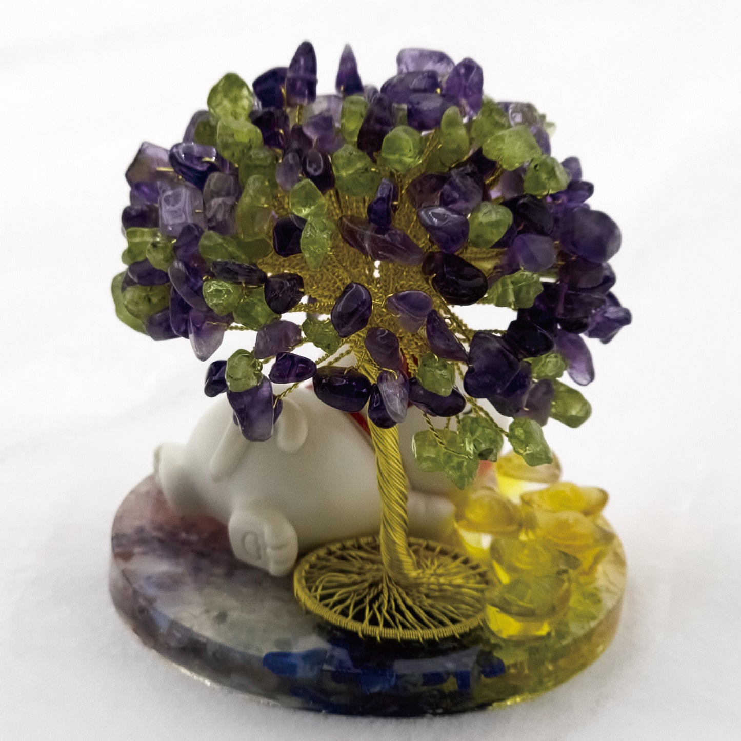 2026 Amethyst Olivine Lucky Love Crystal Tree Money Cat & Six Gold Ingot S @ Lucky Love Series