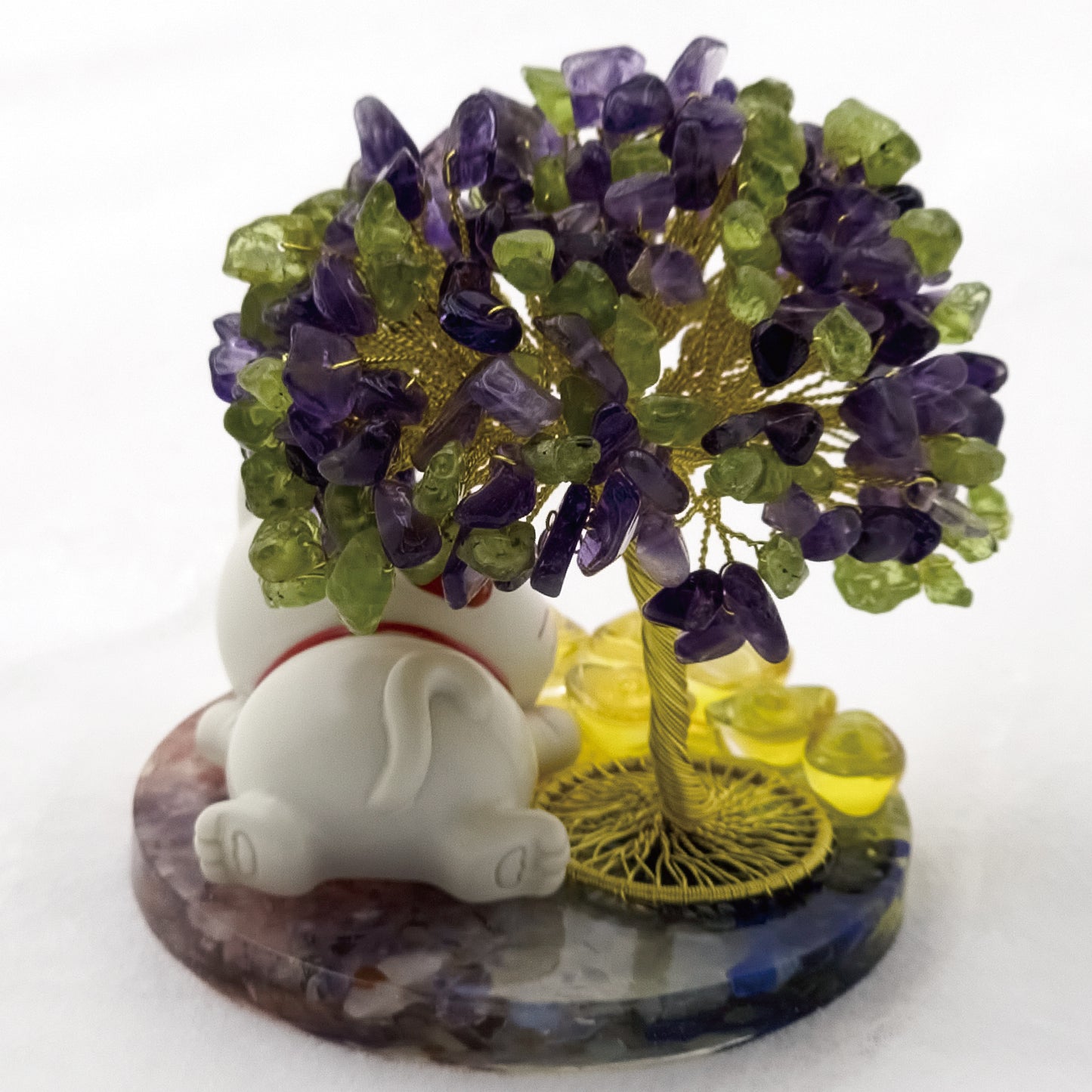 2026 Amethyst Olivine Lucky Love Crystal Tree Money Cat & Six Gold Ingot S @ Lucky Love Series