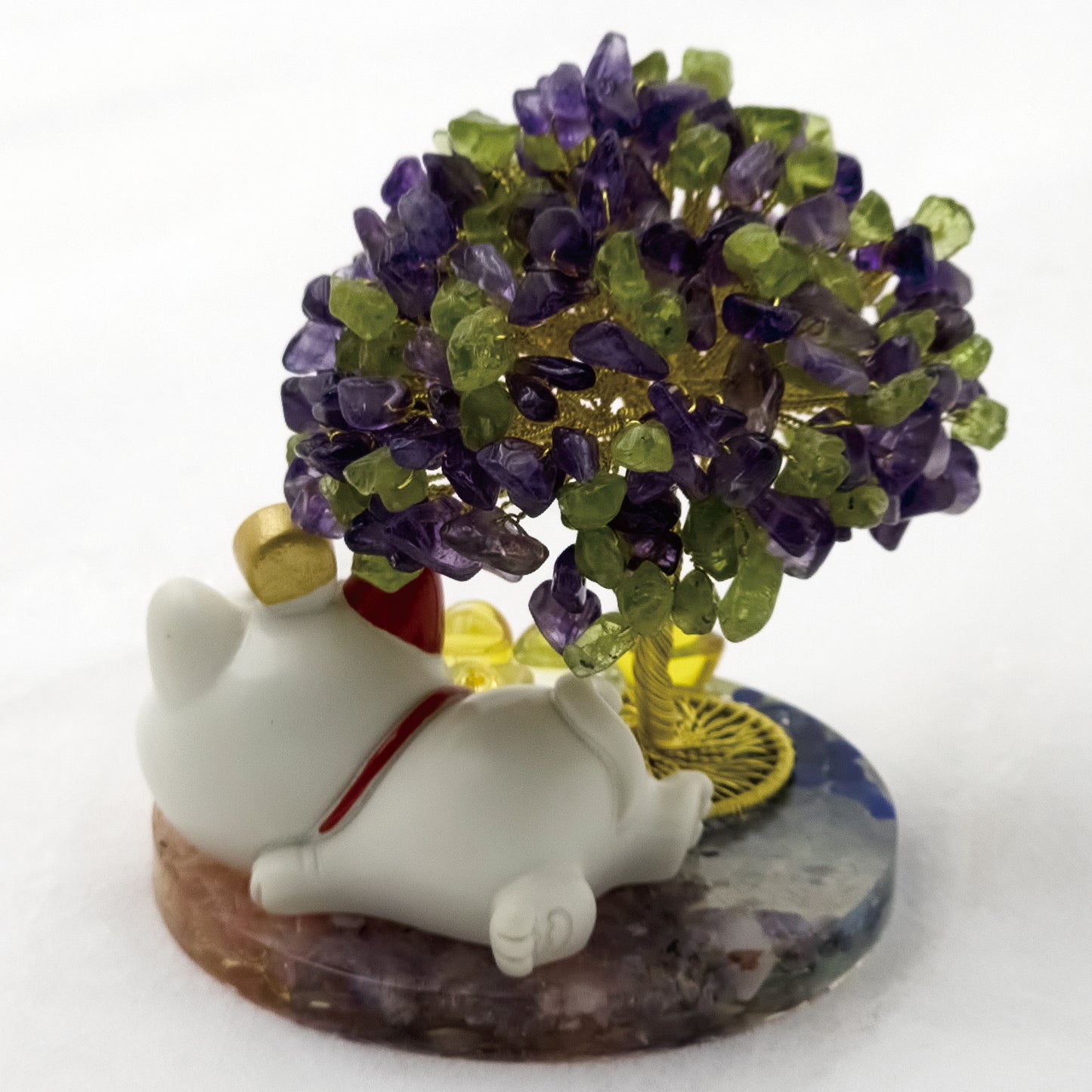 2026 Amethyst Olivine Lucky Love Crystal Tree Money Cat & Six Gold Ingot S @ Lucky Love Series