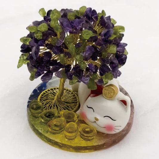 2026 Amethyst Olivine Lucky Love Crystal Tree Money Cat & Six Gold Ingot S @ Lucky Love Series