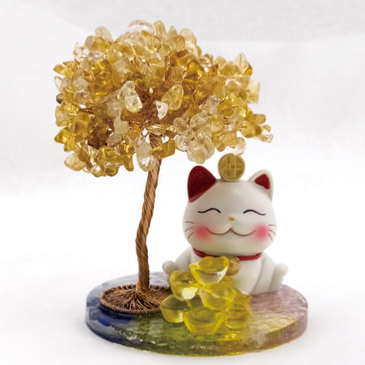 2026 Citrine Lucky Love Crystal Tree Money Cat & Nine Gold Ingot Q @ Lucky Love Series