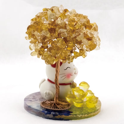 2026 Citrine Lucky Love Crystal Tree Money Cat & Nine Gold Ingot Q @ Lucky Love Series