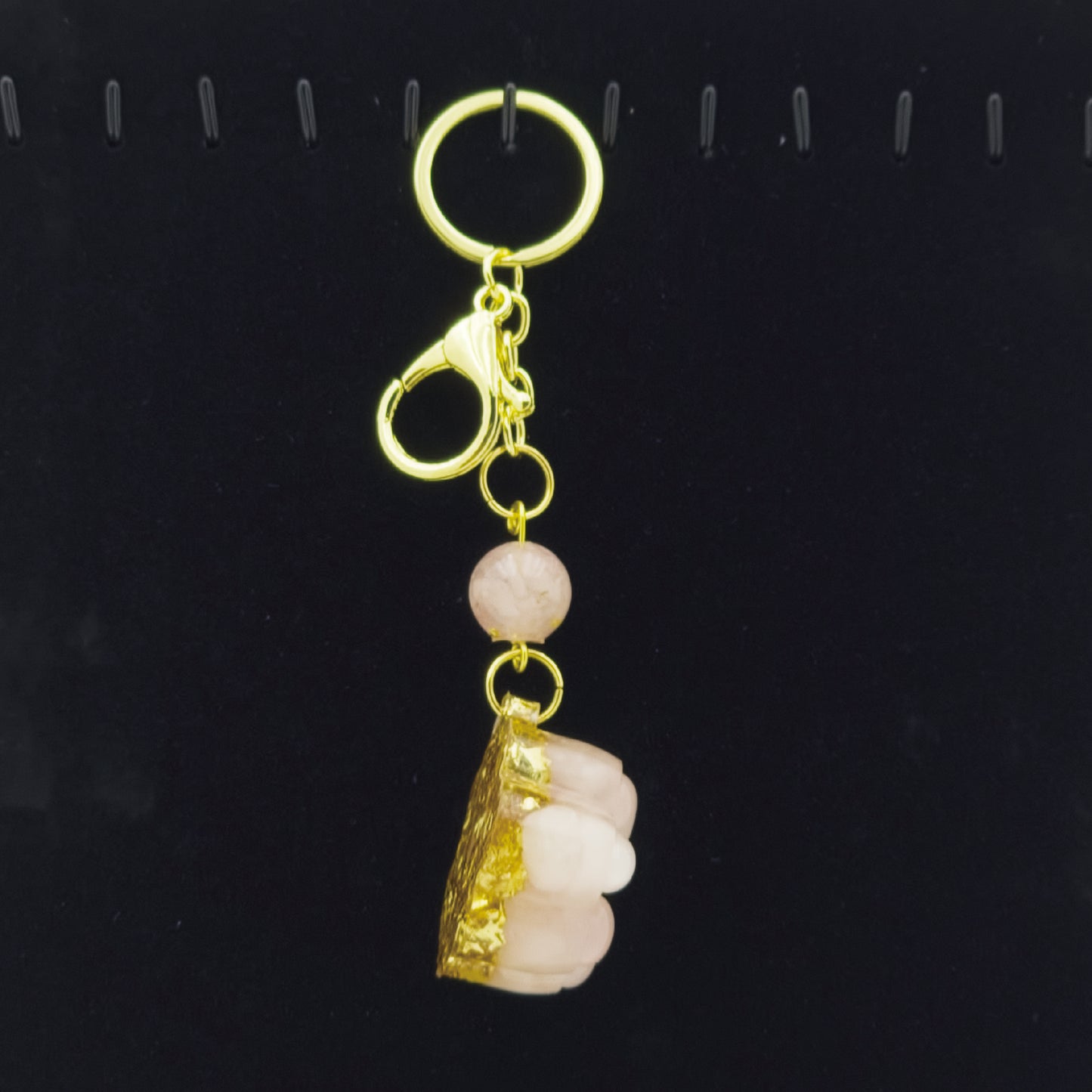 Rose Quartz Lucky Crystal Cat's Claw Key-chain B @ Love Paradise Series