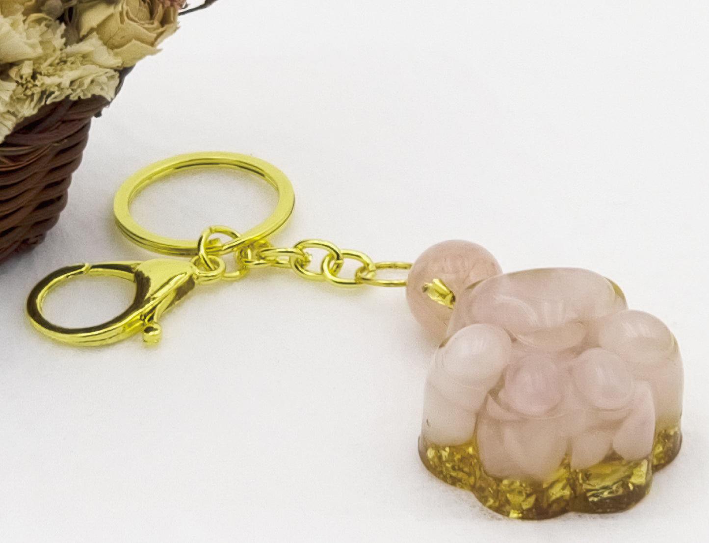 Rose Quartz Lucky Crystal Cat's Claw Key-chain B @ Love Paradise Series