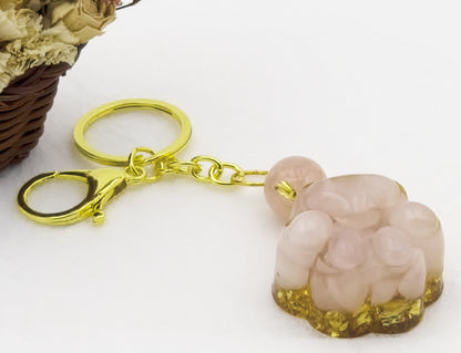 Rose Quartz Lucky Crystal Cat's Claw Key-chain B @ Love Paradise Series