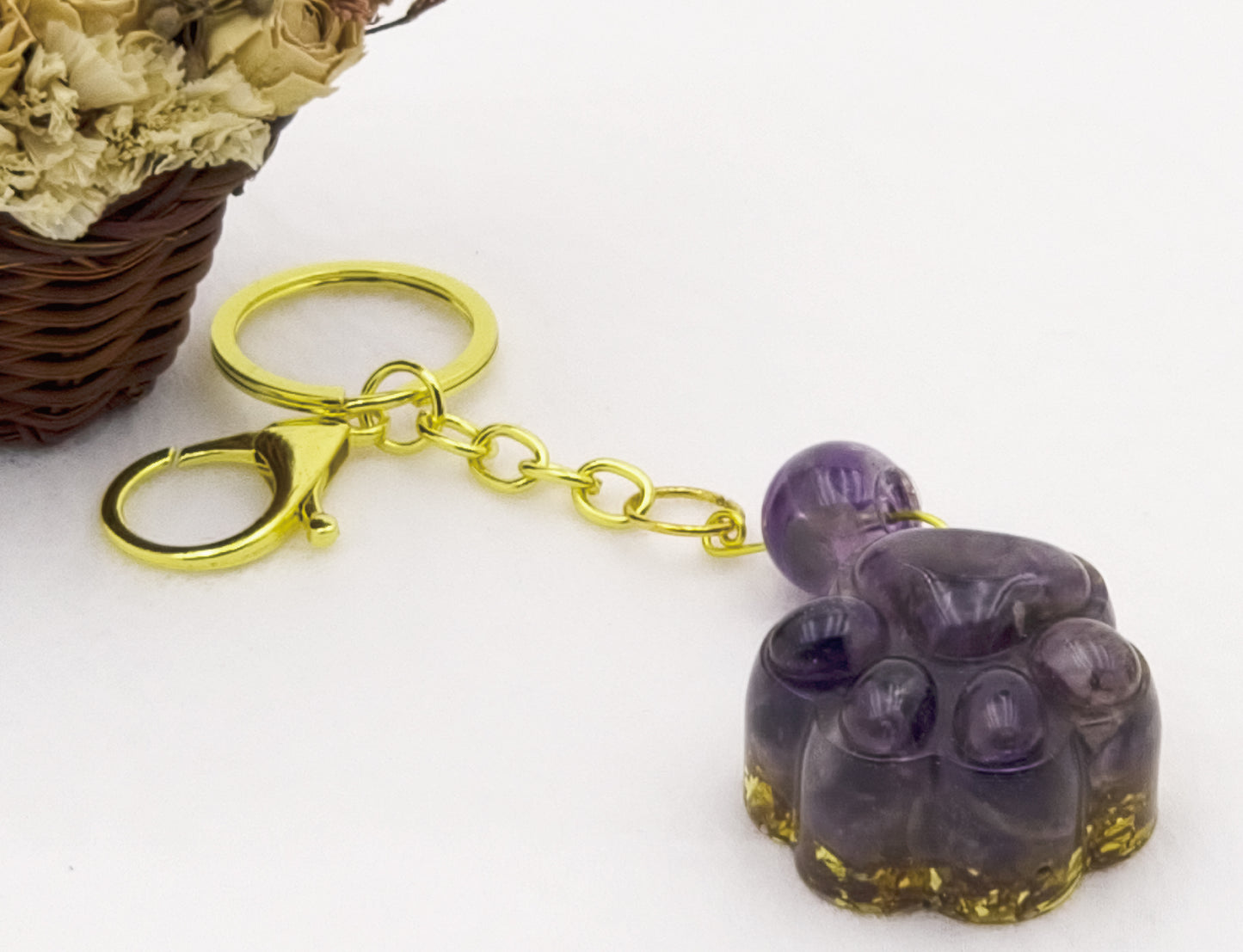 Amethyst Lucky Crystal Cat's Claw Key-chain @ Love Paradise Series