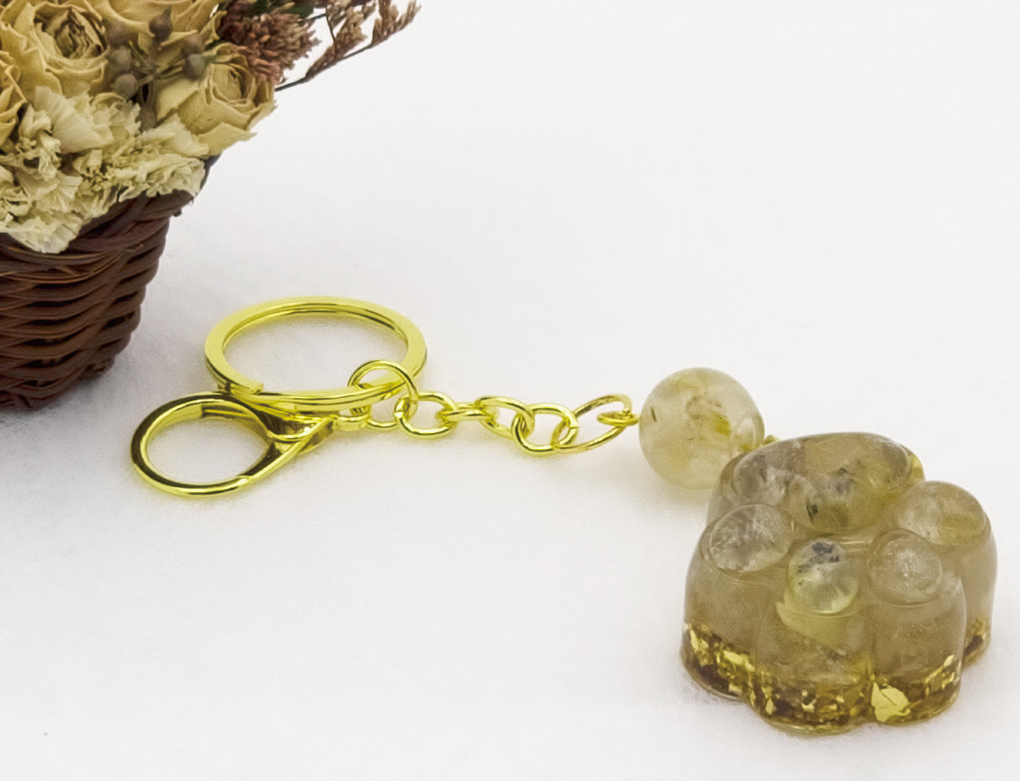Golden Rutilated Quartz Cat's Claw Key-chain @ Love Paradise Series