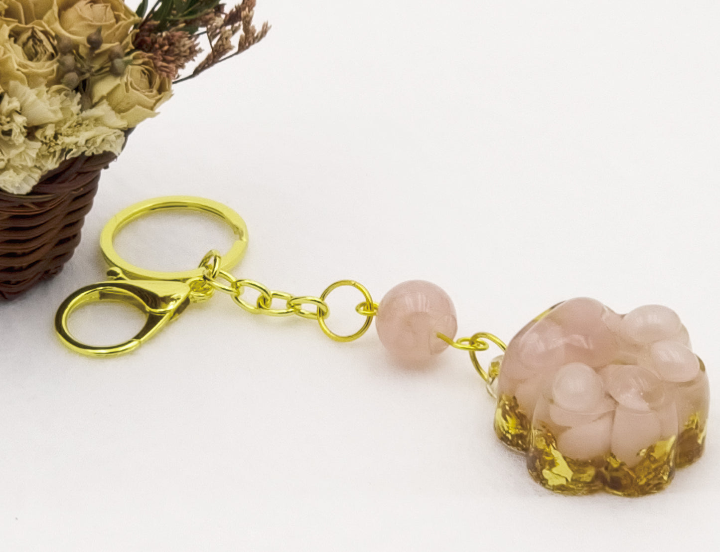 Rose Quartz Lucky Crystal Cat's Claw Key-chain A @ Love Paradise Series